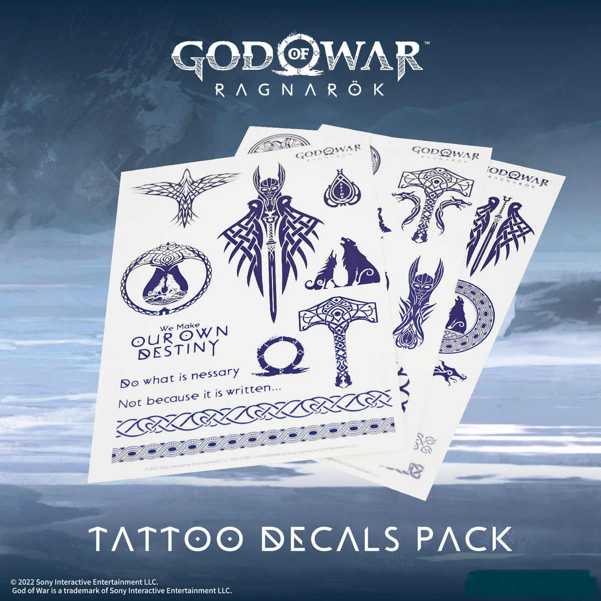 GOD OF WAR RAGNARÖK TATTOO DECALS PACK