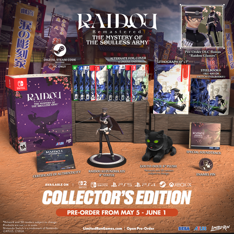 RAIDOU REMASTERED: THE MYSTERY OF THE SOULLESS ARMY COLLECTOR'S EDITION (NS) R1- PRE ORDER