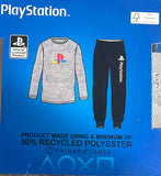 MENS GREY MARL PLAYSTATION LOGO FLEECE PYJAMA SET