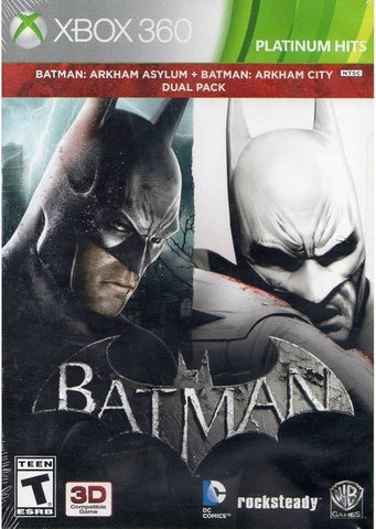 Batman: Arkham Asylum + Batman: Arkham City Dual Pack - Platinum Hits (Xbox) R1 - Used VG Condition